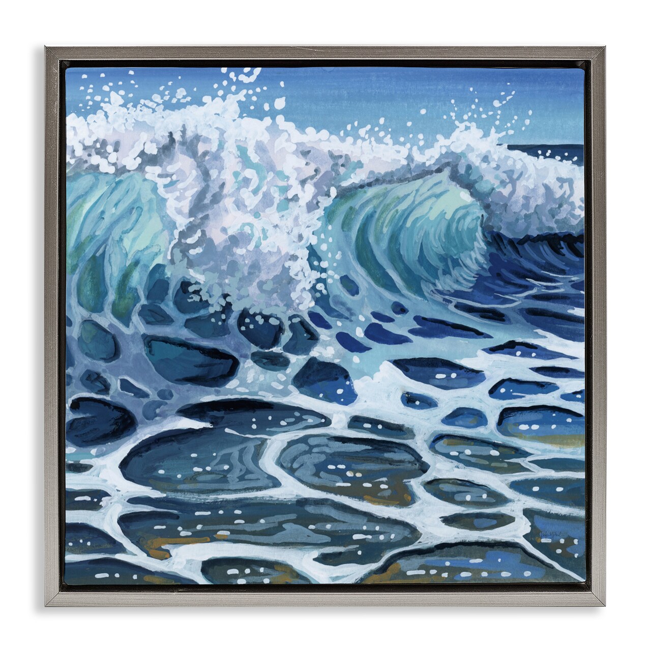 Stupell Industries Strong Crashing Waves on Beach Floating Frame, design by Kate Jarvik Birch